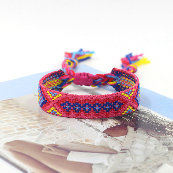 PandaHall Polyester Braided Rhombus Pattern Cord Bracelet, Ethnic Tribal Adjustable Brazilian Bracelet for Women, Deep Pink, 5-7/8 inch...
PandaHall Polyester Braided Rhombus Pattern Cord Bracelet, Ethnic Tribal Adjustable Brazilian Bracelet for Women, Deep Pink, 5-7/8 inch...