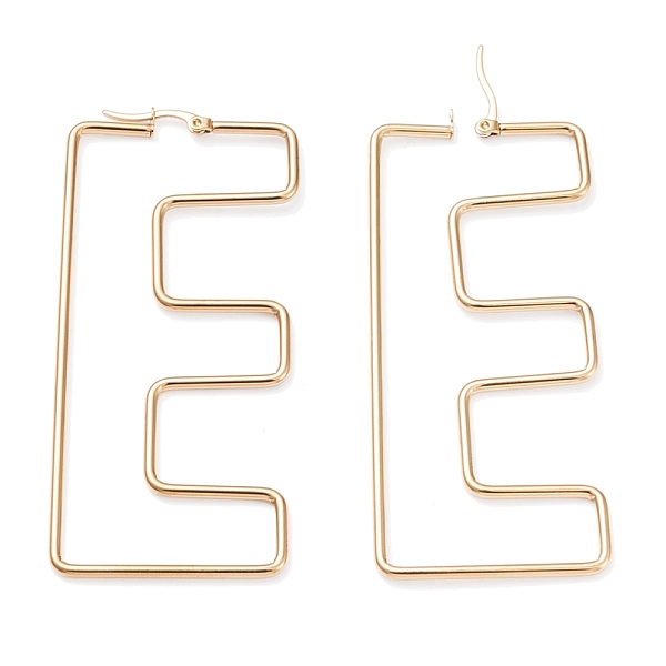 PandaHall 304 Stainless Steel Hoop Earrings, Golden, Letter.E, 76x33.5x2mm, 12 Gauge, Pin: 0.6x1.2mm 304 Stainless Steel Letter E
PandaHall 304 Stainless Steel Hoop Earrings, Golden, Letter.E, 76x33.5x2mm, 12 Gauge, Pin: 0.6x1.2mm 304 Stainless Steel Letter E