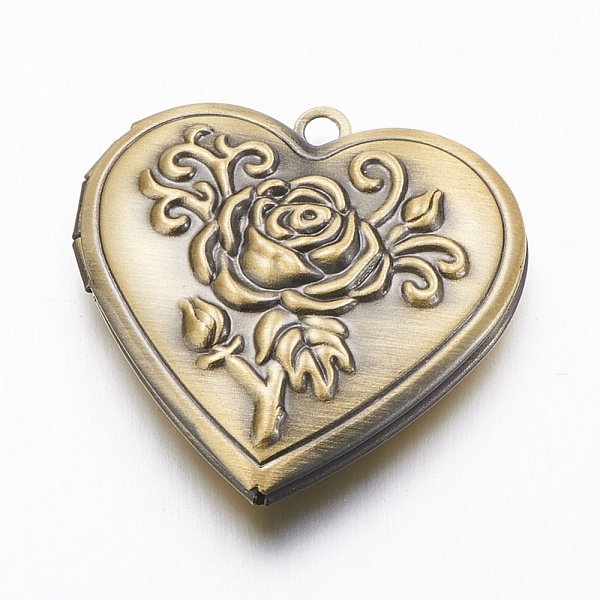 PandaHall Brass Locket Pendants, Heart with Rose, Brushed Antique Bronze, 29x29x7.5mm, Hole: 2mm Brass Heart
PandaHall Brass Locket Pendants, Heart with Rose, Brushed Antique Bronze, 29x29x7.5mm, Hole: 2mm Brass Heart