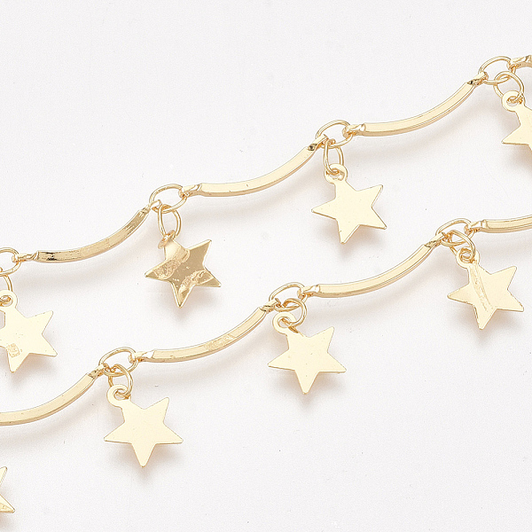PandaHall Handmade Scalloped Bar Chains, with Star Charm and Spool, Soldered, Nickel Free, Real 18K Gold Plated, 15x2.5x1mm, about 32.8 Feet...
PandaHall Handmade Scalloped Bar Chains, with Star Charm and Spool, Soldered, Nickel Free, Real 18K Gold Plated, 15x2.5x1mm, about 32.8 Feet...