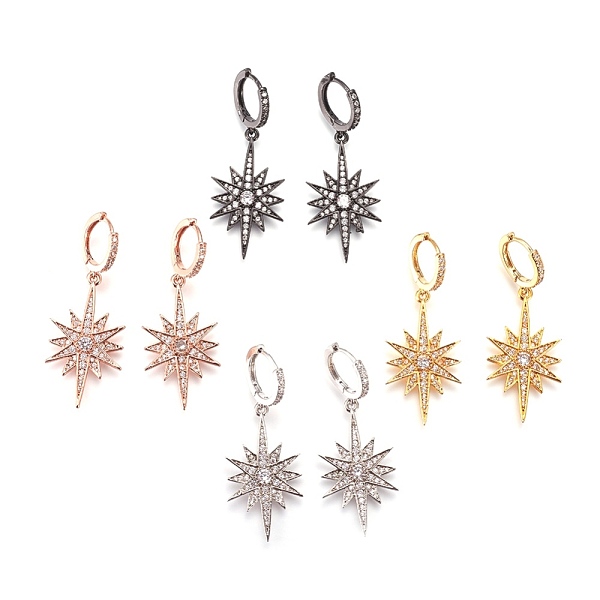 PandaHall Brass Cubic Zirconia Hoop Earrings, Dangle Earrings, Twinkle Star, Clear, Mixed Color, 48mm, Pendant: 33.5x18x12.5mm, Pin: 1mm...
PandaHall Brass Cubic Zirconia Hoop Earrings, Dangle Earrings, Twinkle Star, Clear, Mixed Color, 48mm, Pendant: 33.5x18x12.5mm, Pin: 1mm...