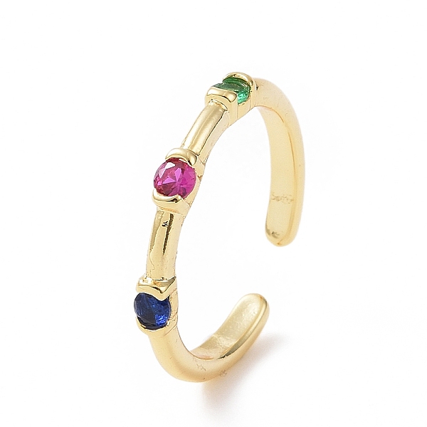 PandaHall Colorful Cubic Zirconia Open Cuff Ring, Brass Jewelry for Women, Real 18K Gold Plated, Inner Diameter: 16mm Brass+Cubic Zirconia
PandaHall Colorful Cubic Zirconia Open Cuff Ring, Brass Jewelry for Women, Real 18K Gold Plated, Inner Diameter: 16mm Brass+Cubic Zirconia