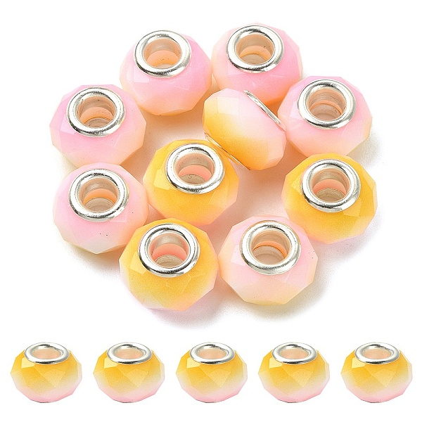 PandaHall Glass European Beads, Large Hole Beads, with Silver Tone Brass Double Cores, Faceted Rondelle, Dark Orange, 14x9mm, Hole: 5mm...
PandaHall Glass European Beads, Large Hole Beads, with Silver Tone Brass Double Cores, Faceted Rondelle, Dark Orange, 14x9mm, Hole: 5mm...