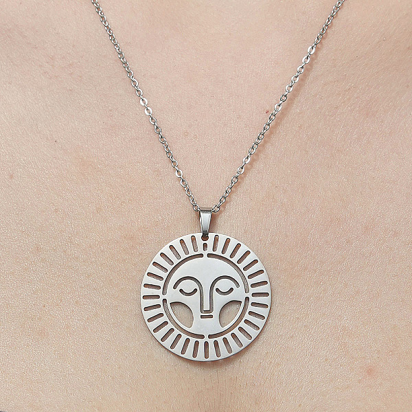 PandaHall 201 Stainless Steel Hollow Sun Pendant Necklace, Stainless Steel Color, 17.72 inch(45cm) 201 Stainless Steel Sun
PandaHall 201 Stainless Steel Hollow Sun Pendant Necklace, Stainless Steel Color, 17.72 inch(45cm) 201 Stainless Steel Sun