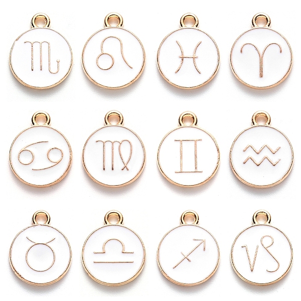 PandaHall Cheriswelry Alloy Enamel Pendants, Flat Round with Constellation, Light Gold, White, 15x12x2mm, Hole: 1.5mm, about 12pcs/set...
PandaHall Cheriswelry Alloy Enamel Pendants, Flat Round with Constellation, Light Gold, White, 15x12x2mm, Hole: 1.5mm, about 12pcs/set...