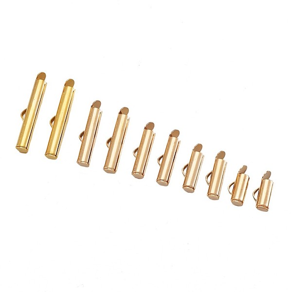PandaHall Brass Slide On End Clasp Tubes, Slider End Caps, Golden, 6x10~25x4mm, Hole: 1x3mm, 100pcs/set Brass
PandaHall Brass Slide On End Clasp Tubes, Slider End Caps, Golden, 6x10~25x4mm, Hole: 1x3mm, 100pcs/set Brass