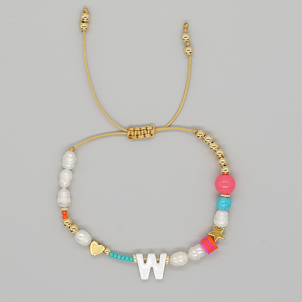 PandaHall Initial Letter Natural Pearl Braided Bead Bracelet, Adjustable Bracelet, Letter W, 11 inch(28cm) Pearl Letter W
PandaHall Initial Letter Natural Pearl Braided Bead Bracelet, Adjustable Bracelet, Letter W, 11 inch(28cm) Pearl Letter W