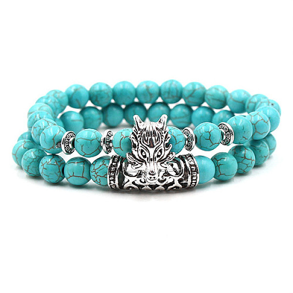 PandaHall 2Pcs Synthetic Turquoise Stretch Bracelet Sets for Women Men, with Tibetan Style Alloy Beads, Dragon, 2pcs/set Synthetic Turquoise...
PandaHall 2Pcs Synthetic Turquoise Stretch Bracelet Sets for Women Men, with Tibetan Style Alloy Beads, Dragon, 2pcs/set Synthetic Turquoise...