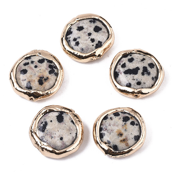 PandaHall Natural Dalmatian Jasper Beads, with Light Gold Plated Polymer Clay Edge, Flat Round, 17~19x17~18x5~7mm, Hole: 1.2mm Dalmatian...
PandaHall Natural Dalmatian Jasper Beads, with Light Gold Plated Polymer Clay Edge, Flat Round, 17~19x17~18x5~7mm, Hole: 1.2mm Dalmatian...