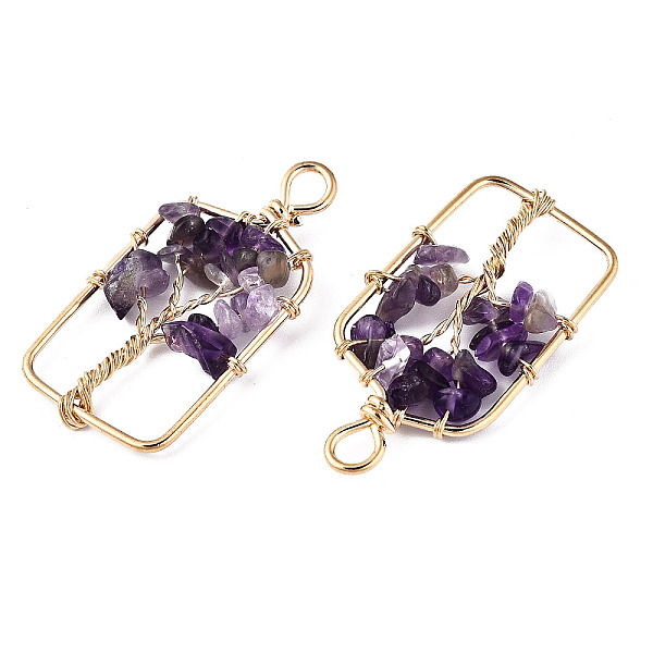 PandaHall Natural Amethyst Pendants, Golden Tone Brass Wire Wrapped, Tree, Rectangle, 42~43x21.5~22x6.5~7.5mm, Hole: 4mm Amethyst Rectangle
PandaHall Natural Amethyst Pendants, Golden Tone Brass Wire Wrapped, Tree, Rectangle, 42~43x21.5~22x6.5~7.5mm, Hole: 4mm Amethyst Rectangle