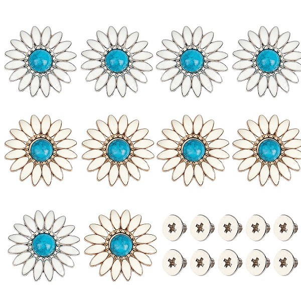 PandaHall Gorgecraft 10 Sets 2 Colors Zinc Alloy Enamel Buttons, with Synthetic Turquoise and Iron Screws, for Purse, Bags, Leather Crafts...
PandaHall Gorgecraft 10 Sets 2 Colors Zinc Alloy Enamel Buttons, with Synthetic Turquoise and Iron Screws, for Purse, Bags, Leather Crafts...