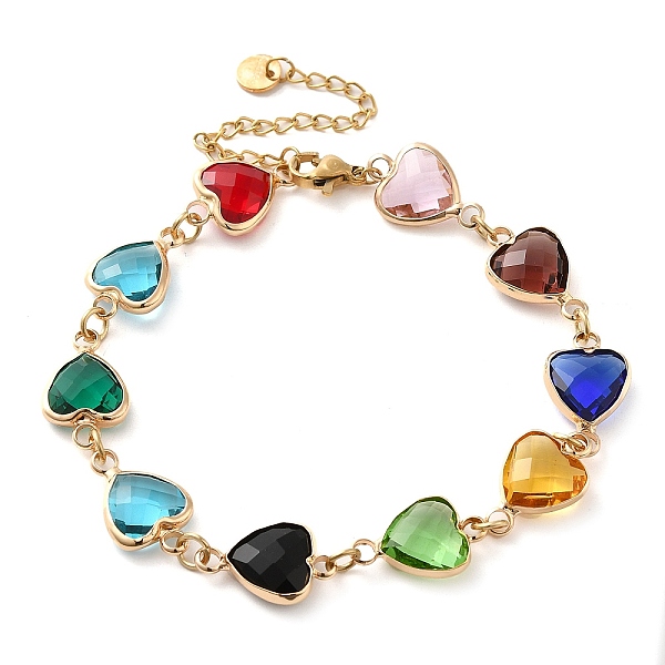 PandaHall Colorful Glass Link Chain Bracelets, with Golden Brass Chains, Heart, 10 inch(25.5cm), 61mm extender Glass Heart
PandaHall Colorful Glass Link Chain Bracelets, with Golden Brass Chains, Heart, 10 inch(25.5cm), 61mm extender Glass Heart