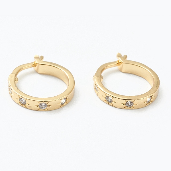 PandaHall Brass Micro Pave Clear Cubic Zirconia Hoop Earrings, Ring with Star, Real 18K Gold Plated, 18x16x3mm, Pin: 1x0.8mm Brass Ring...
PandaHall Brass Micro Pave Clear Cubic Zirconia Hoop Earrings, Ring with Star, Real 18K Gold Plated, 18x16x3mm, Pin: 1x0.8mm Brass Ring...