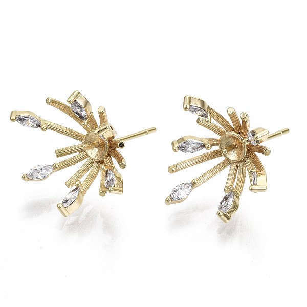 PandaHall Brass Micro Pave Cubic Zirconia Stud Earring Findings, with 925 Sterling Silver Pins, for Half Drilled Bead, Nickel Free, Flower..., Clear
PandaHall Brass Micro Pave Cubic Zirconia Stud Earring Findings, with 925 Sterling Silver Pins, for Half Drilled Bead, Nickel Free, Flower..., Clear