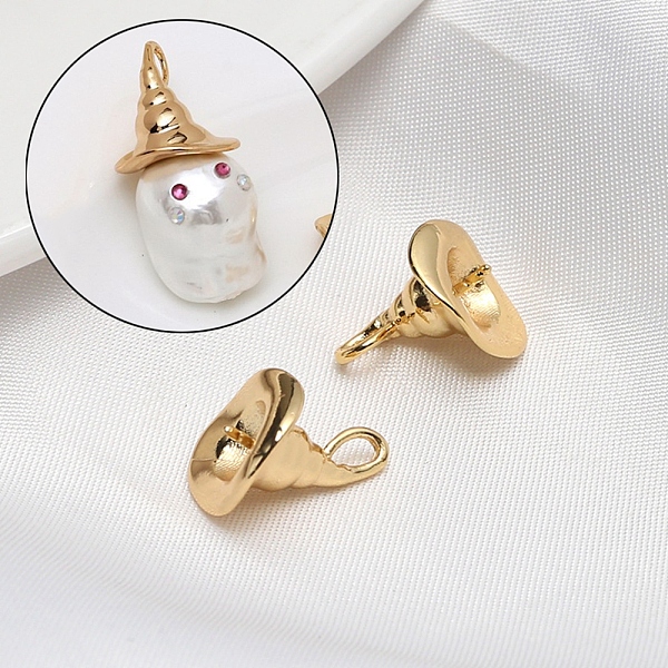 PandaHall Brass Peg Bails, for Ghost Witch Baroque Pearl Making, Witch Hat, Golden, 14x13mm Brass
PandaHall Brass Peg Bails, for Ghost Witch Baroque Pearl Making, Witch Hat, Golden, 14x13mm Brass