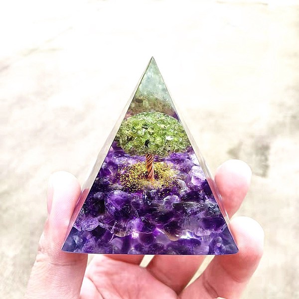 PandaHall Orgonite Pyramid Resin Display Decorations, with Natural Peridot & Amethyst Chips Tree of Life Inside, for Home Office Desk...
PandaHall Orgonite Pyramid Resin Display Decorations, with Natural Peridot & Amethyst Chips Tree of Life Inside, for Home Office Desk...