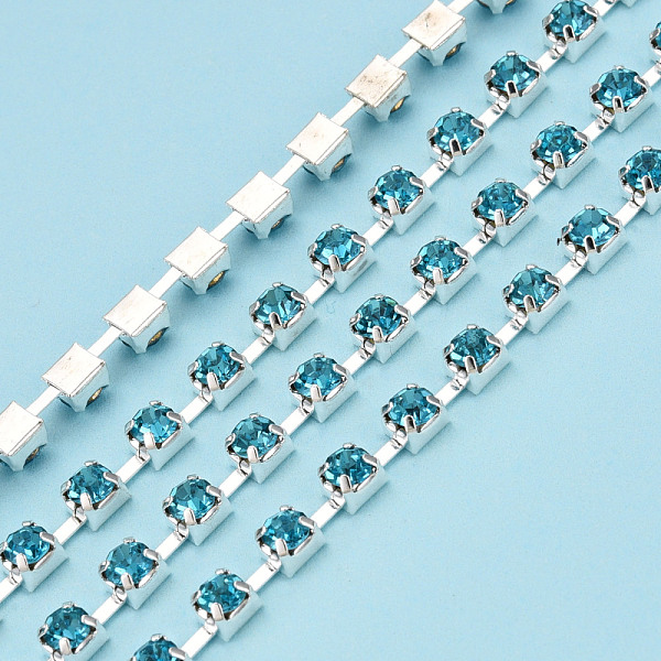 PandaHall Silver Plated Brass Rhinestone Strass Chains, Rhinestone Cup Chains, Soldered, with Spool, Aquamarine, 3mm, about 32.81 Feet..., Cyan
PandaHall Silver Plated Brass Rhinestone Strass Chains, Rhinestone Cup Chains, Soldered, with Spool, Aquamarine, 3mm, about 32.81 Feet..., Cyan