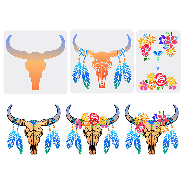PandaHall FINGERINSPIRE 3 Pcs Layered Cow Skulls Stencil Feathered Cow Skull Painting Template Boho and Aztec Style Cow Skulls with Flower...
PandaHall FINGERINSPIRE 3 Pcs Layered Cow Skulls Stencil Feathered Cow Skull Painting Template Boho and Aztec Style Cow Skulls with Flower...