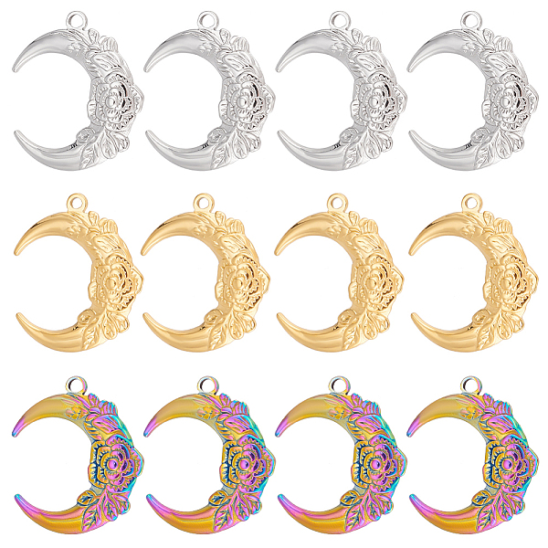 PandaHall Unicraftale 12Pcs 3 Colors Ion Plating(IP) 201 Stainless Steel Pendants, Moon with Flower, Mixed Color, 30x26.5x3mm, Hole: 2mm...
PandaHall Unicraftale 12Pcs 3 Colors Ion Plating(IP) 201 Stainless Steel Pendants, Moon with Flower, Mixed Color, 30x26.5x3mm, Hole: 2mm...