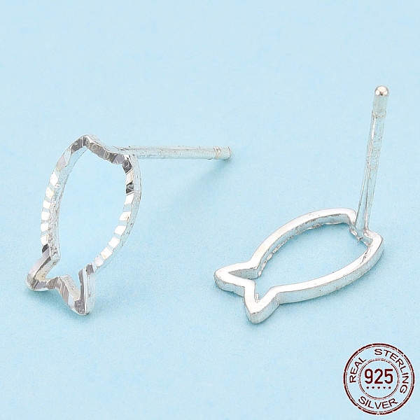PandaHall 925 Sterling Silver Hollow Fish Stud Earrings, with S925 Stamp, Silver, 9x5.5mm, Pin: 0.8mm Sterling Silver
PandaHall 925 Sterling Silver Hollow Fish Stud Earrings, with S925 Stamp, Silver, 9x5.5mm, Pin: 0.8mm Sterling Silver