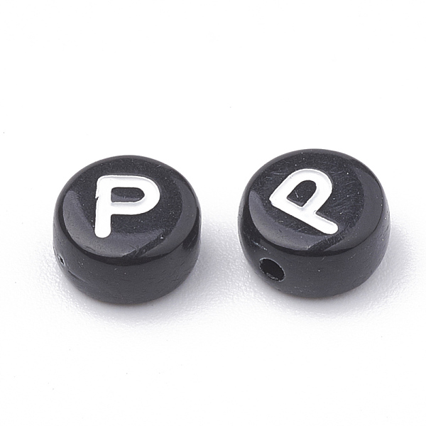 PandaHall Opaque Acrylic Beads, Horizontal Hole, Alphabet Style, Flat Round, Letter.P, 7x4mm, Hole: 1.5mm, about 3700pcs/500g Acrylic Letter..., Black
PandaHall Opaque Acrylic Beads, Horizontal Hole, Alphabet Style, Flat Round, Letter.P, 7x4mm, Hole: 1.5mm, about 3700pcs/500g Acrylic Letter..., Black