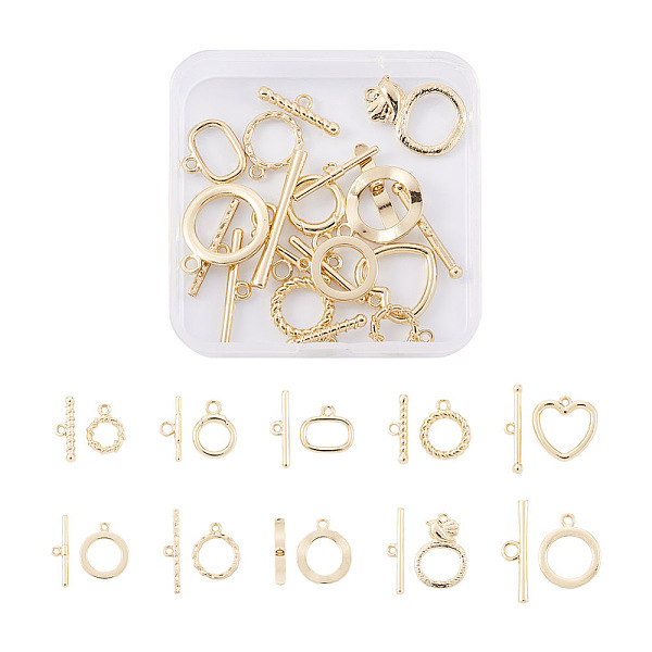 PandaHall 22 Sets 11 Style Alloy Toggle Clasps, Ring & Heart & Rounded Rectangle, Golden, 2set/style Alloy Mixed Shapes
PandaHall 22 Sets 11 Style Alloy Toggle Clasps, Ring & Heart & Rounded Rectangle, Golden, 2set/style Alloy Mixed Shapes