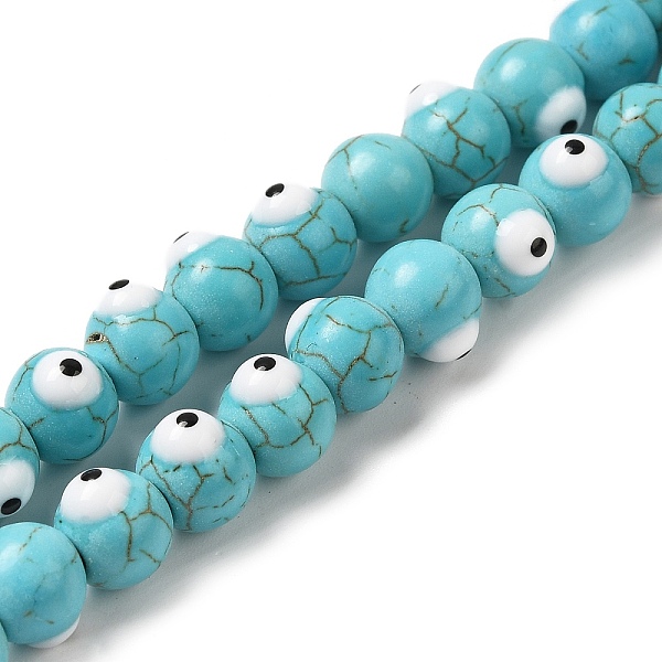 PandaHall Synthetic Turquoise Enamel Beads Strands, Round with Evil Eye, Medium Turquoise, 8.5~9.5x8mm, Hole: 1.2mm, about 50~53pcs/strand...
PandaHall Synthetic Turquoise Enamel Beads Strands, Round with Evil Eye, Medium Turquoise, 8.5~9.5x8mm, Hole: 1.2mm, about 50~53pcs/strand...