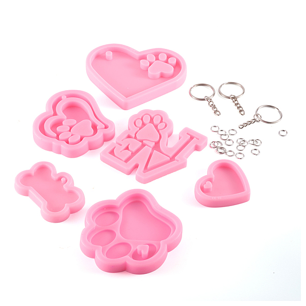PandaHall DIY Keychain Clasp Making Kits, with DIY Pendant Silicone Molds, Dog Paw Prints Keychain Silicone Molds, Iron Split Key Rings..., Pink
PandaHall DIY Keychain Clasp Making Kits, with DIY Pendant Silicone Molds, Dog Paw Prints Keychain Silicone Molds, Iron Split Key Rings..., Pink