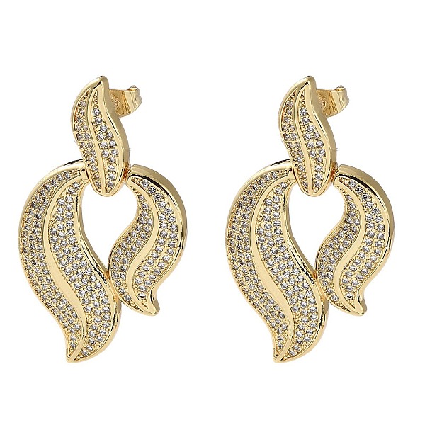 PandaHall Rack Plating Brass Micro Pave Cubic Zirconia Dangle Stud Earrings, Leaf, Real 16K Gold Plated, 44x24mm Cubic Zirconia Leaf Clear
PandaHall Rack Plating Brass Micro Pave Cubic Zirconia Dangle Stud Earrings, Leaf, Real 16K Gold Plated, 44x24mm Cubic Zirconia Leaf Clear