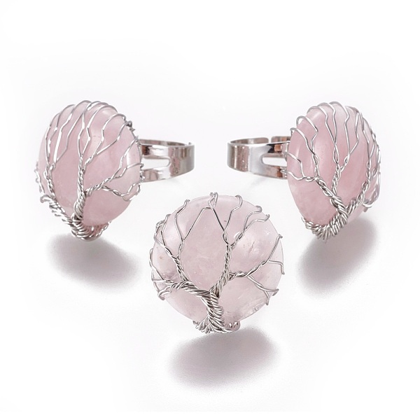 PandaHall Adjustable Natural Rose Quartz Finger Rings, with Platinum Tone Brass Findings, Flat Round, Size 8, 18mm Rose Quartz
PandaHall Adjustable Natural Rose Quartz Finger Rings, with Platinum Tone Brass Findings, Flat Round, Size 8, 18mm Rose Quartz