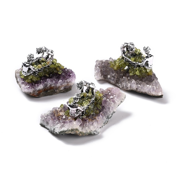 PandaHall Natural Peridot Cluster & Alloy Miner Model Ornament, for Desk Home Decoration, 46~70.5x34~47x30~36mm Peridot Others
PandaHall Natural Peridot Cluster & Alloy Miner Model Ornament, for Desk Home Decoration, 46~70.5x34~47x30~36mm Peridot Others