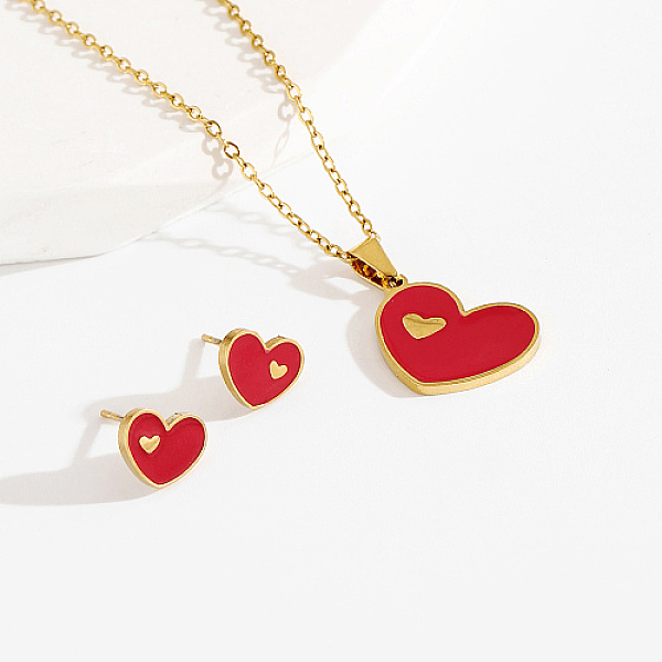 PandaHall Stainless Steel Enamel Stud Earrings & Necklaces Sets, Heart, Red, 17.7 inch(45cm) Stainless Steel Heart Red
PandaHall Stainless Steel Enamel Stud Earrings & Necklaces Sets, Heart, Red, 17.7 inch(45cm) Stainless Steel Heart Red