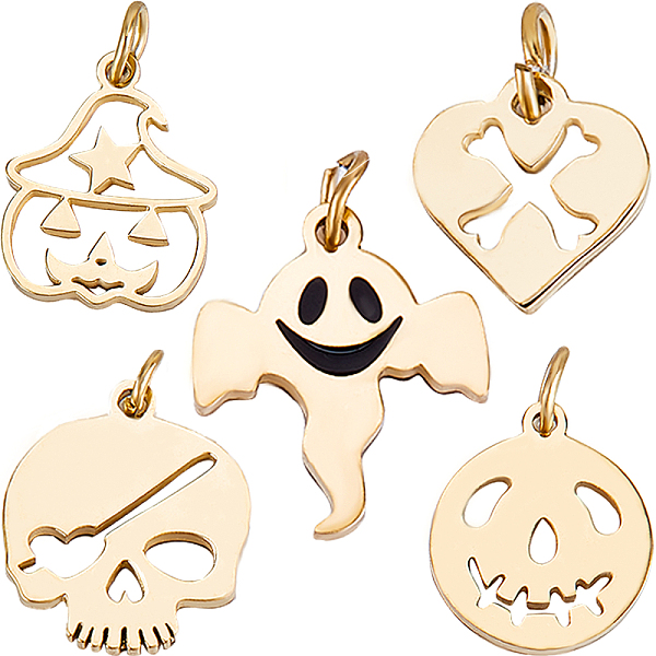 PandaHall CREATCABIN 10Pcs 5 Style 316 Surgical & 304 Stainless Steel Enamel Charms, with Jump Rings, Laser Cut, Skull & Ghost & Heart with..., Black
PandaHall CREATCABIN 10Pcs 5 Style 316 Surgical & 304 Stainless Steel Enamel Charms, with Jump Rings, Laser Cut, Skull & Ghost & Heart with..., Black