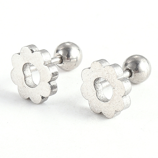 PandaHall 201 Stainless Steel Flower Barbell Cartilage Earrings, Screw Back Earrings, with 304 Stainless Steel Pins, Stainless Steel Color...
PandaHall 201 Stainless Steel Flower Barbell Cartilage Earrings, Screw Back Earrings, with 304 Stainless Steel Pins, Stainless Steel Color...