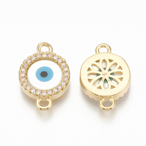 PandaHall Brass Micro Pave Cubic Zirconia Links, Clear, with Shell, Flat Round with Evil Eye, Nickel Free, Real 18K Gold Plated...
PandaHall Brass Micro Pave Cubic Zirconia Links, Clear, with Shell, Flat Round with Evil Eye, Nickel Free, Real 18K Gold Plated...