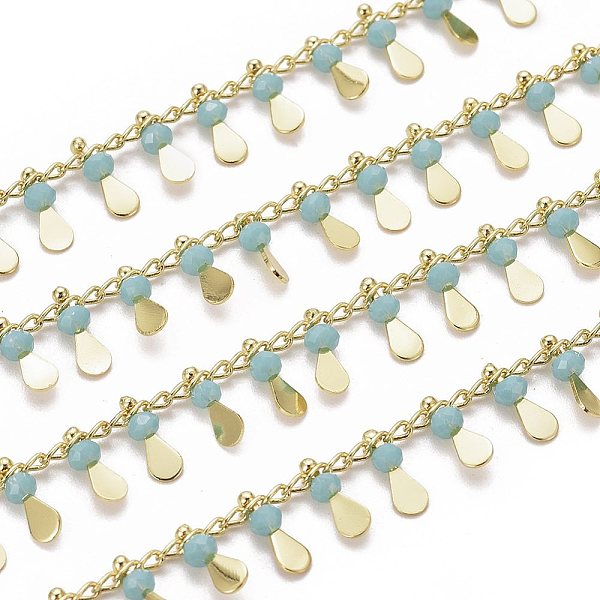 PandaHall Handmade Glass Beaded Chains, with Real 18K Gold Plated Brass Side Twisted Chains Curb Chains, with Spool, Long-Lasting Plated..., Cyan
PandaHall Handmade Glass Beaded Chains, with Real 18K Gold Plated Brass Side Twisted Chains Curb Chains, with Spool, Long-Lasting Plated..., Cyan