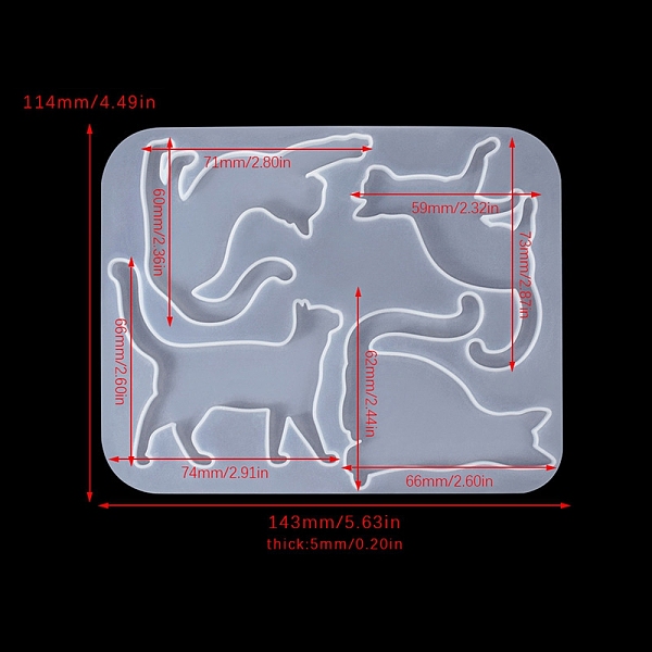 PandaHall Cat Shape Brooch DIY Silhouette Silicone Mold, Resin Casting Molds, for UV Resin, Epoxy Resin Craft Making, White, 143x114x5mm...
PandaHall Cat Shape Brooch DIY Silhouette Silicone Mold, Resin Casting Molds, for UV Resin, Epoxy Resin Craft Making, White, 143x114x5mm...