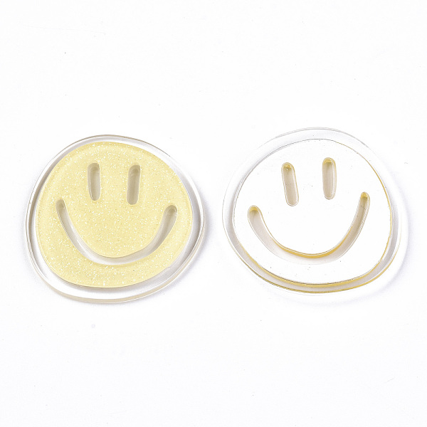 PandaHall Printed Acrylic Cabochons, with Glitter Powder, Smiling Face, Lemon Chiffon, 39.5x39x4.5mm Acrylic Flat Round
PandaHall Printed Acrylic Cabochons, with Glitter Powder, Smiling Face, Lemon Chiffon, 39.5x39x4.5mm Acrylic Flat Round