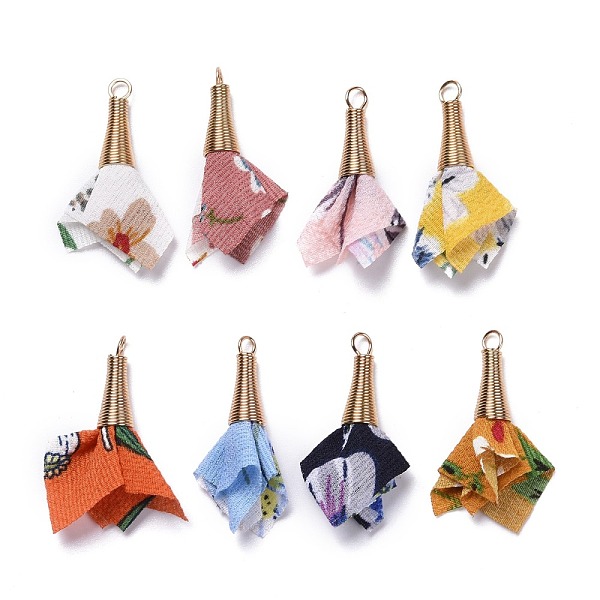 PandaHall Cloth Pendants, with Iron Findings, Flower, Golden, Mixed Color, 36~40x22~26mm, Hole: 3mm Cloth Flower Multicolor
PandaHall Cloth Pendants, with Iron Findings, Flower, Golden, Mixed Color, 36~40x22~26mm, Hole: 3mm Cloth Flower Multicolor