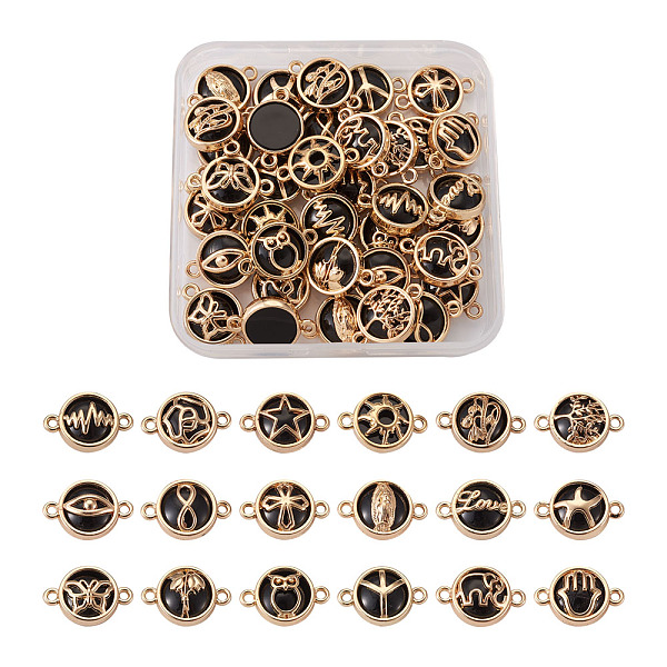 PandaHall Glass Links Connectors, with Light Gold Plated Alloy Findings, Flat Round , Black, 13.5x19.5x5.5mm, Hole: 1.6mm, 36pcs/box...
PandaHall Glass Links Connectors, with Light Gold Plated Alloy Findings, Flat Round , Black, 13.5x19.5x5.5mm, Hole: 1.6mm, 36pcs/box...