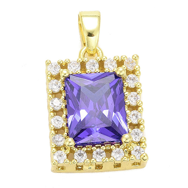PandaHall Brass Micro Pave Cubic Zirconia Pendants, Long-Lasting Plated, Real 18K Gold Plated, Rectangle , Medium Purple, 16x12x6mm, Hole...
PandaHall Brass Micro Pave Cubic Zirconia Pendants, Long-Lasting Plated, Real 18K Gold Plated, Rectangle , Medium Purple, 16x12x6mm, Hole...