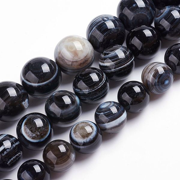 PandaHall Natural Black Striped Agate/Banded Agate Beads Strands, Eye Agate Beads, Dyed & Heated, Round, 8~8.5mm, Hole: 1mm, about...
PandaHall Natural Black Striped Agate/Banded Agate Beads Strands, Eye Agate Beads, Dyed & Heated, Round, 8~8.5mm, Hole: 1mm, about...