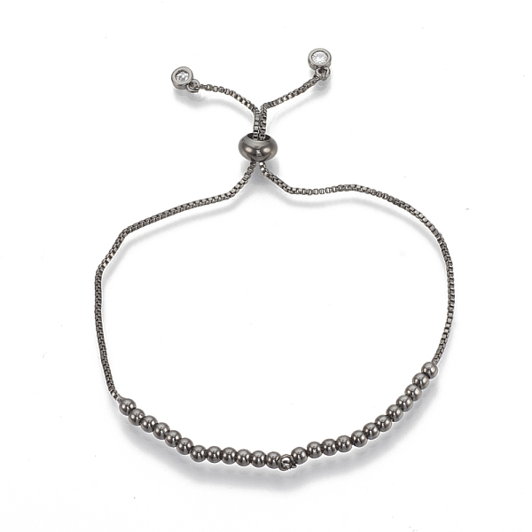 PandaHall Brass Bolo Bracelets, Slider Bracelets, with Cubic Zirconia, Clear, Gunmetal, 10-5/8 inch(27cm), 1~3mm Cubic Zirconia Clear
PandaHall Brass Bolo Bracelets, Slider Bracelets, with Cubic Zirconia, Clear, Gunmetal, 10-5/8 inch(27cm), 1~3mm Cubic Zirconia Clear