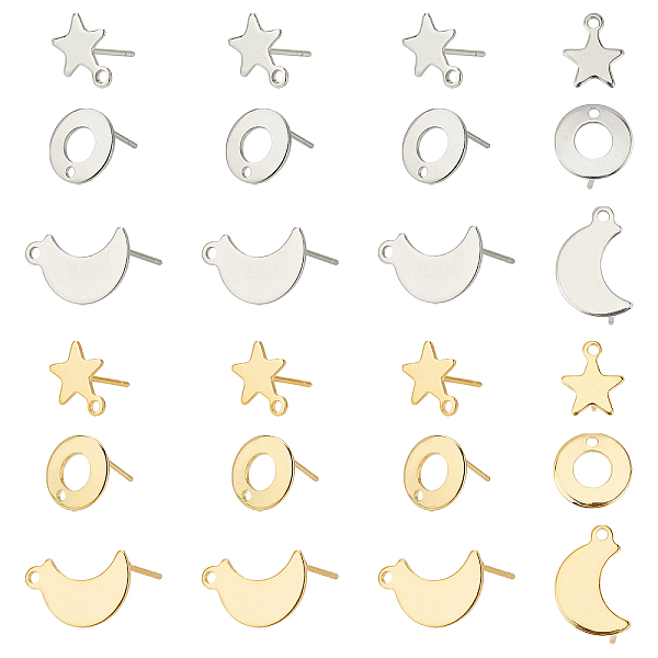 PandaHall Unicraftale 304 Stainless Steel Stud Earring Findings, Mixed Shapes, Mixed Color, 36pairs/Box 304 Stainless Steel Mixed Shapes
PandaHall Unicraftale 304 Stainless Steel Stud Earring Findings, Mixed Shapes, Mixed Color, 36pairs/Box 304 Stainless Steel Mixed Shapes