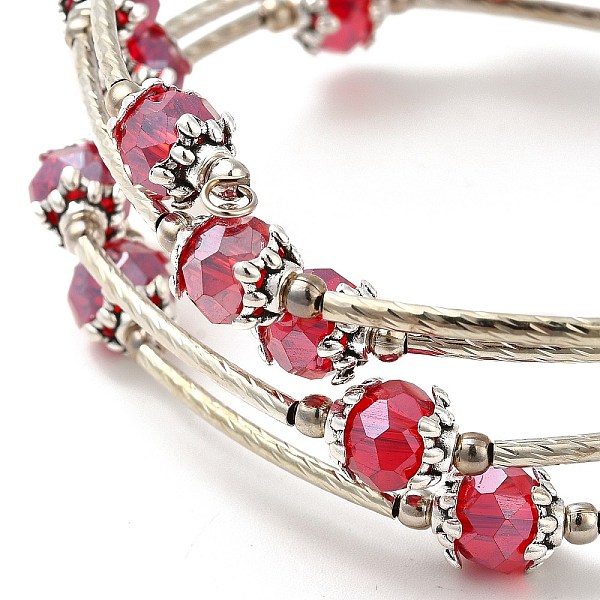 PandaHall Fashion Wrap Bracelets, with Rondelle Glass Beads, Tibetan Style Bead Caps, Brass Tube Beads and Steel Memory Wire, Red, Inner...
PandaHall Fashion Wrap Bracelets, with Rondelle Glass Beads, Tibetan Style Bead Caps, Brass Tube Beads and Steel Memory Wire, Red, Inner...