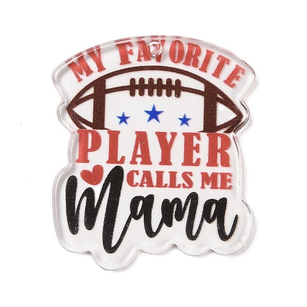 PandaHall Sport Theme Transparent Acrylic Pendants, Word My Favorite Player Calls Me Mama, Indian Red, 40.5x34x2.2mm, Hole: 1.4mm Acrylic
PandaHall Sport Theme Transparent Acrylic Pendants, Word My Favorite Player Calls Me Mama, Indian Red, 40.5x34x2.2mm, Hole: 1.4mm Acrylic