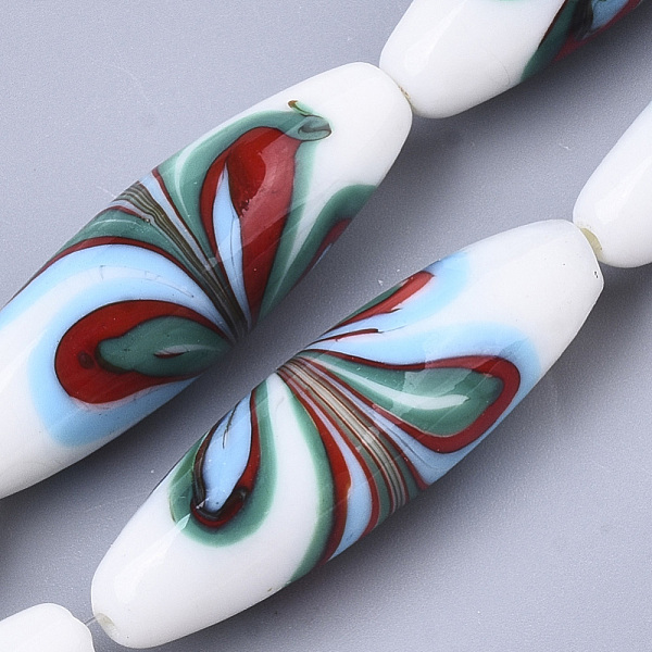 PandaHall Handmade Lampwork Beads Strands, Fancy Drawing, Rice, Green, 40.5~42x12.5mm, Hole: 1.5mm, about 10pcs/Strand, 16.14 inch Lampwork...
PandaHall Handmade Lampwork Beads Strands, Fancy Drawing, Rice, Green, 40.5~42x12.5mm, Hole: 1.5mm, about 10pcs/Strand, 16.14 inch Lampwork...