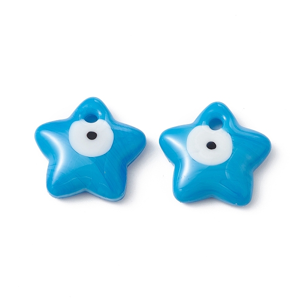 PandaHall Handmade Evil Eye Lampwork Pendants, Star Charm, Cornflower Blue, 23.5~24x24~25x5~6.5mm, Hole: 2.5~3mm Lampwork Star
PandaHall Handmade Evil Eye Lampwork Pendants, Star Charm, Cornflower Blue, 23.5~24x24~25x5~6.5mm, Hole: 2.5~3mm Lampwork Star