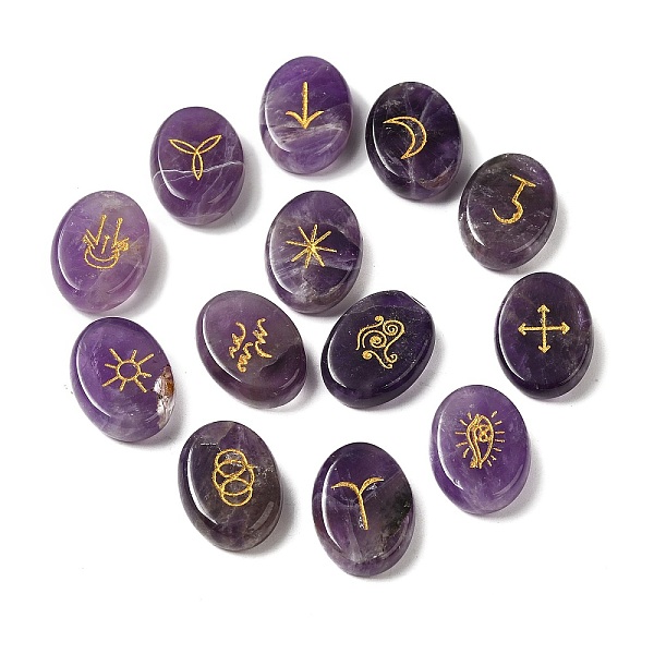 PandaHall 13Pcs Natural Amethyst Rune Stone, Healing Stone for Reiki Balancing, Oval, Divination Supplies, 20.5x15x6mm Amethyst Oval
PandaHall 13Pcs Natural Amethyst Rune Stone, Healing Stone for Reiki Balancing, Oval, Divination Supplies, 20.5x15x6mm Amethyst Oval