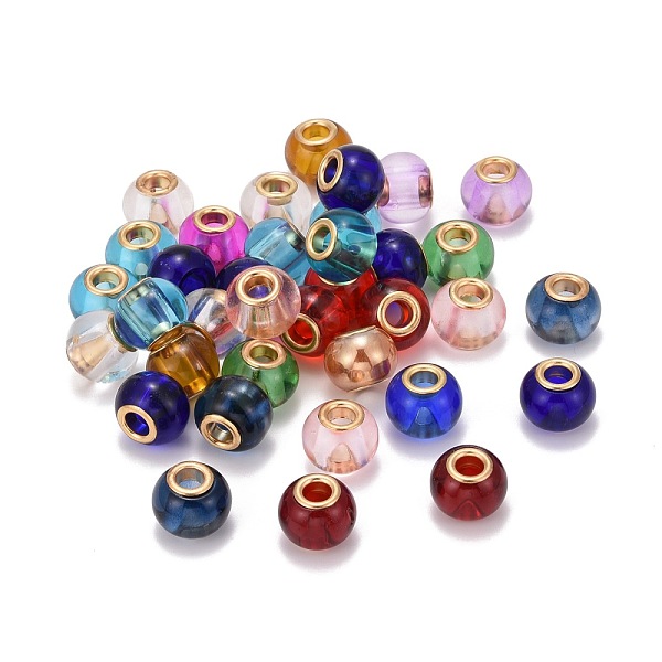PandaHall Mixed Large Hole Rondelle Glass European Beads, with Golden Plated Brass Double Cores, 15x11mm, Hole: 5mm Glass+Brass Core..., Multicolor
PandaHall Mixed Large Hole Rondelle Glass European Beads, with Golden Plated Brass Double Cores, 15x11mm, Hole: 5mm Glass+Brass Core..., Multicolor